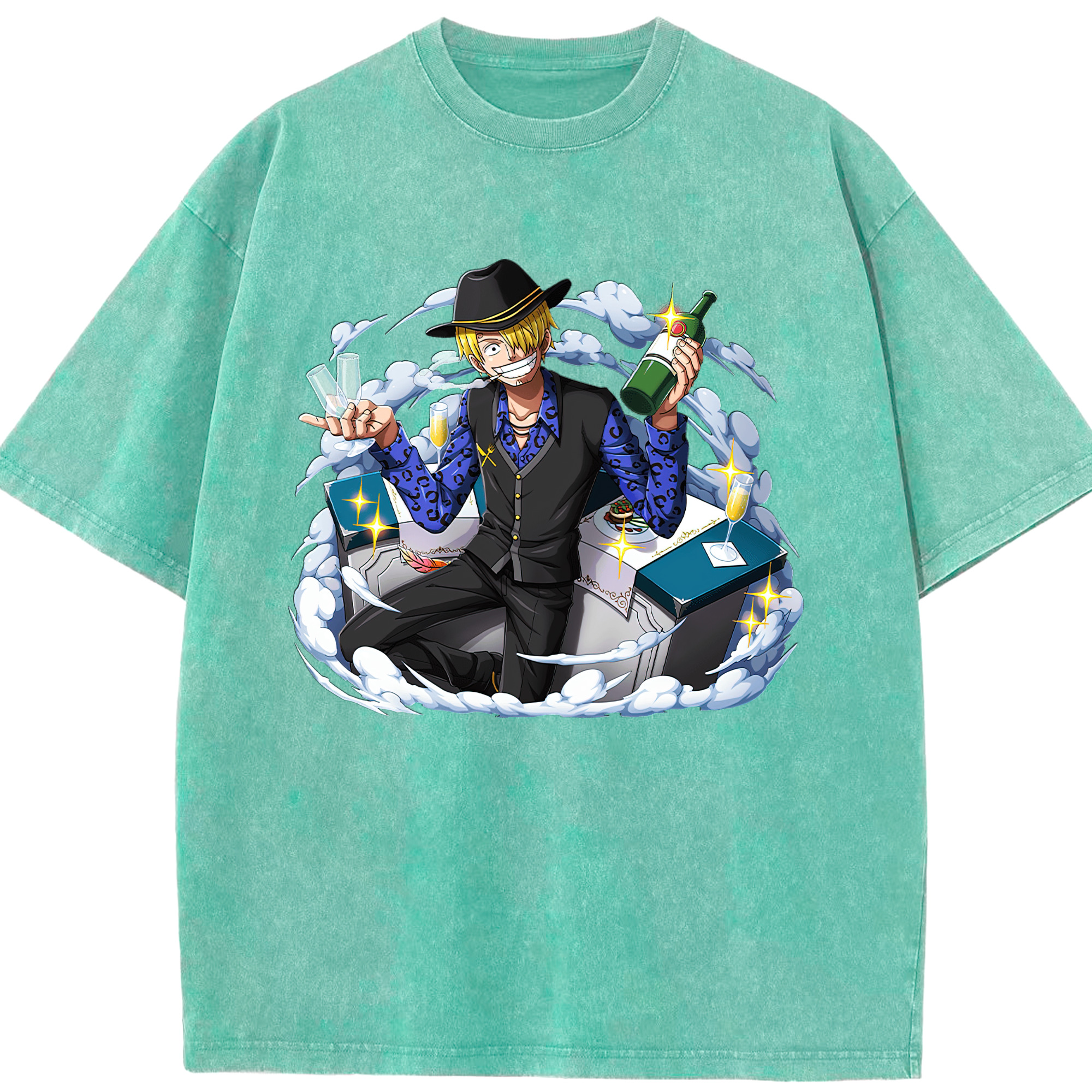 （画像用） ワンピース サンジ ONE PIECE Sanji 綿100% ヴィンテージ風 半袖Tシャツ（フロントプリント）